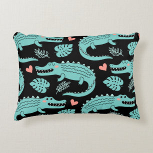 Cartoon crocodiles, cute seamless pattern. decorative cushion