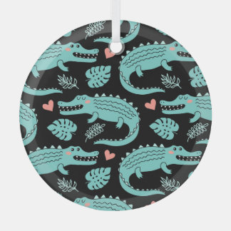 Cartoon crocodiles, cute seamless pattern. glass tree decoration