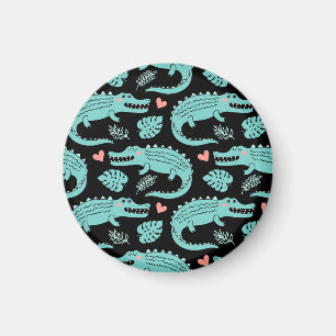 Cartoon crocodiles, cute seamless pattern. magnet