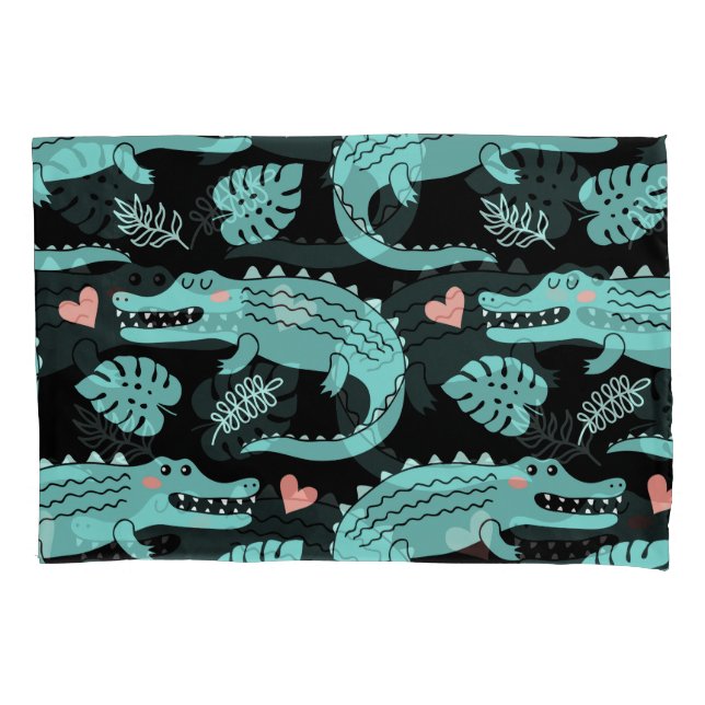 Cartoon crocodiles, cute seamless pattern. pillowcase (Front)