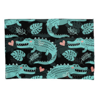 Cartoon crocodiles, cute seamless pattern. pillowcase