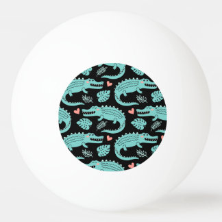 Cartoon crocodiles, cute seamless pattern. ping pong ball