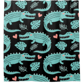 Cartoon crocodiles, cute seamless pattern. shower curtain