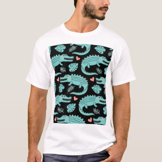 Cartoon crocodiles, cute seamless pattern. T-Shirt