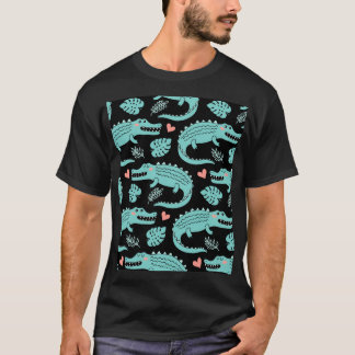 Cartoon crocodiles, cute seamless pattern. T-Shirt