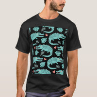 Cartoon crocodiles, cute seamless pattern.