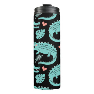 Cartoon crocodiles, cute seamless pattern. thermal tumbler