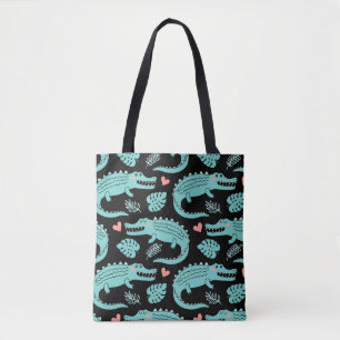 Cartoon crocodiles, cute seamless pattern. tote bag