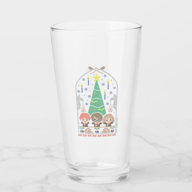 Cartoon Cross-Stitch HOGWARTS™ Christmas Feast Glass (Front)