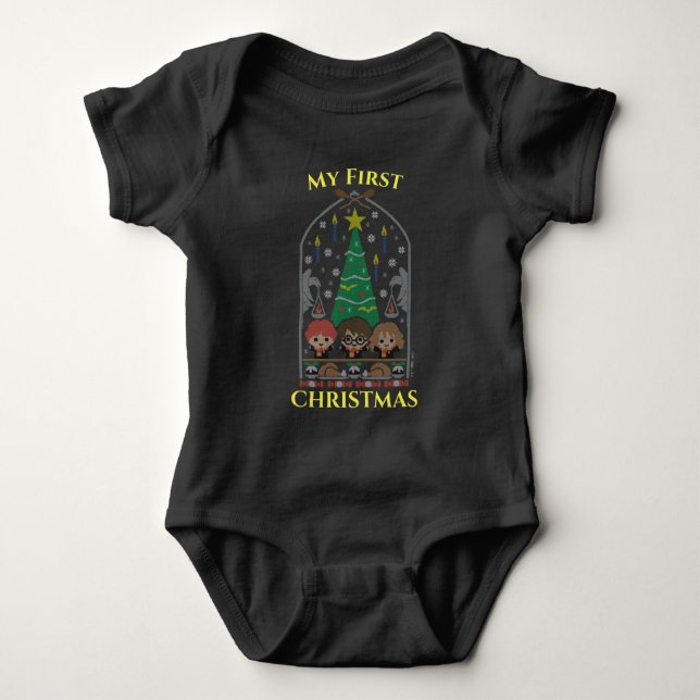 Cartoon Cross-Stitch HOGWARTS™ First Christmas Baby Bodysuit (Front)