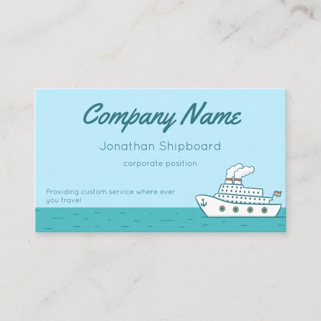 Cartoon Cruise Ship with Smoking Stacks Business Card (Front)