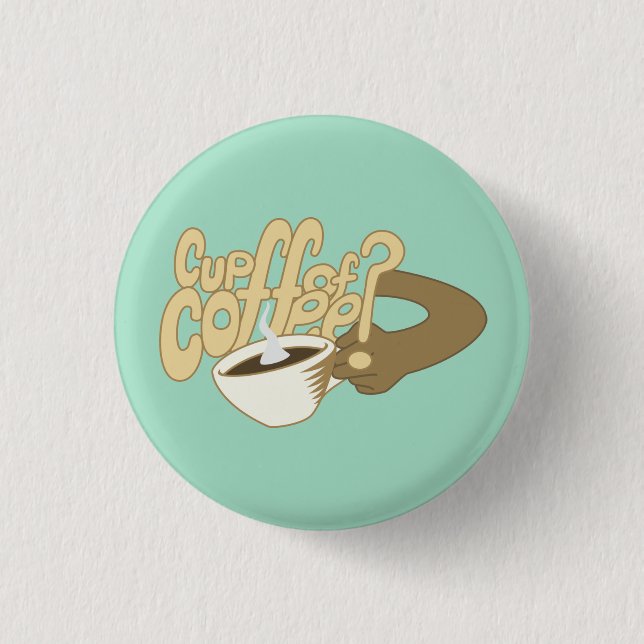 Cartoon "Cup of Coffee" art with mug 3 Cm Round Badge (Front)