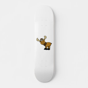 Cartoon Curious moose   choose background color Skateboard