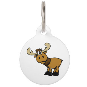 Cartoon Curious moose choose background colour Pet Tag