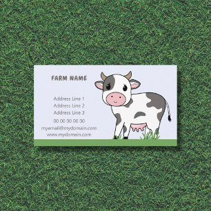 Cartoon Cute Cow Business Card for Farm