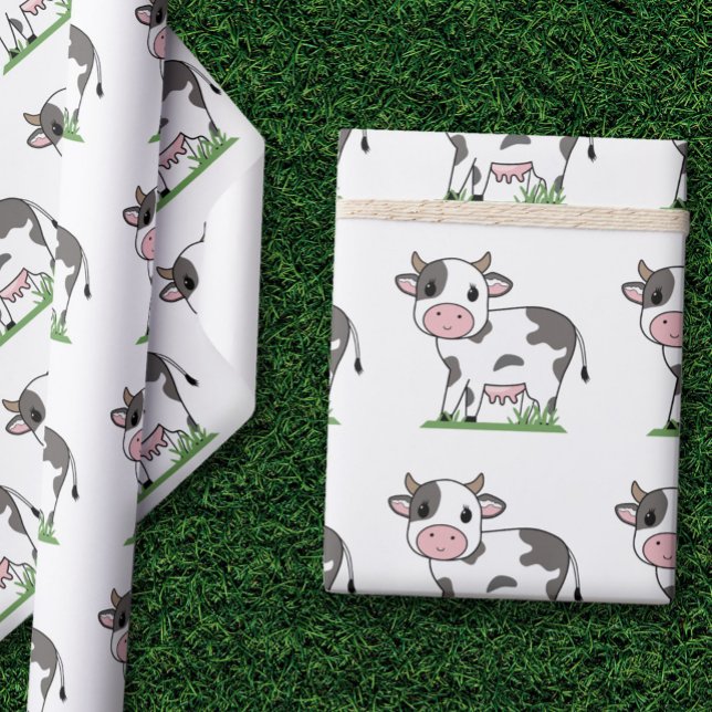 Cartoon Cute Cow Wrapping Paper (Cute Cow Wrapping Paper)