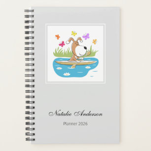 Cartoon Cute Dog Puppy Kayak Kayaking Sport 2026 Planner