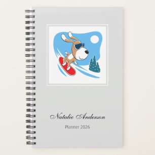 Cartoon Cute Dog Puppy Snowboard Sport 2026 Planner