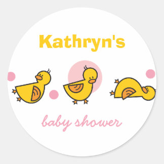 Cartoon Cute Duckies Baby Shower Gift Tag Sticker