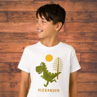 Cartoon Cute Funny Running Dinosaur Jurassic Sun