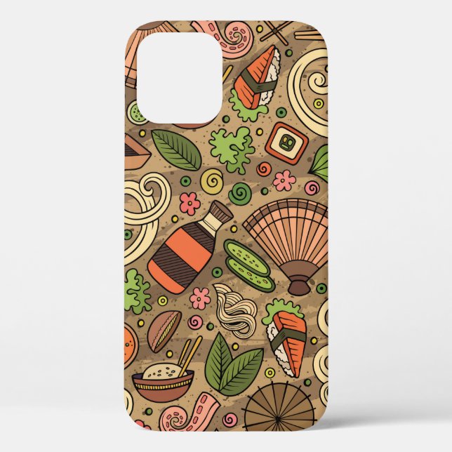 Cartoon cute hand drawn Japan food seamless patter Case-Mate iPhone Case (Back)
