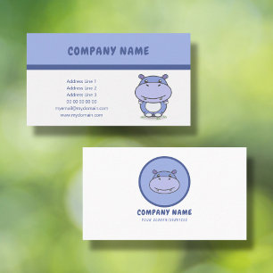 Cartoon Cute Hippo Business Card