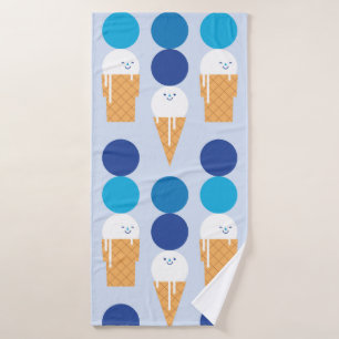 Cartoon cute ice cream seamless pattern design. Vi Bath Towel