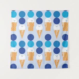 Cartoon cute ice cream seamless pattern design. Vi Tapestry