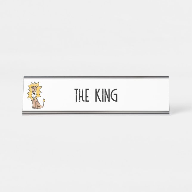 cartoon cute lion kids retro safari jungle animal  desk name plate (Front)