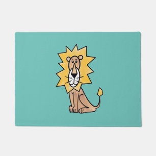 cartoon cute lion kids retro safari jungle animal  doormat