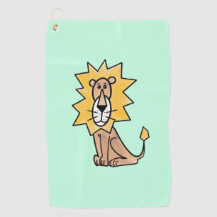 cartoon cute lion kids retro safari jungle animal golf towel