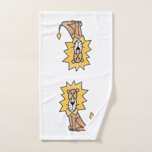cartoon cute lion kids retro safari jungle animal hand towel