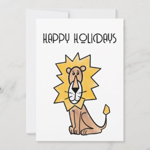 cartoon cute lion kids retro safari jungle animal  holiday card