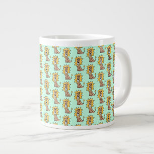 cartoon cute lion kids retro safari jungle animal large coffee mug