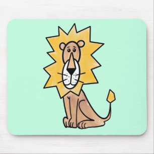 cartoon cute lion kids retro safari jungle animal mouse pad