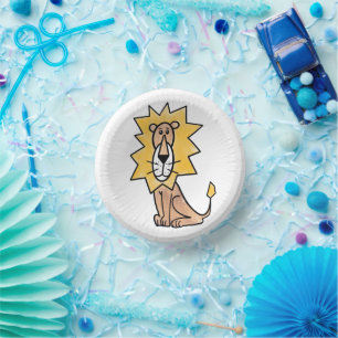 cartoon cute lion kids retro safari jungle animal paper plate