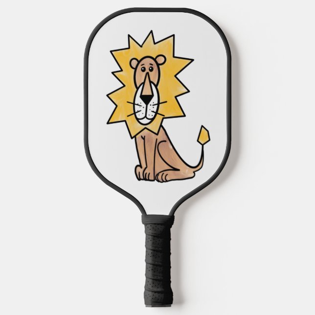 cartoon cute lion kids retro safari jungle animal  pickleball paddle (Front)