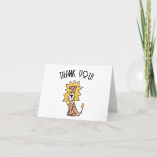 cartoon cute lion kids retro safari jungle animal thank you card