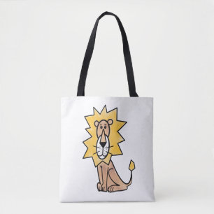 cartoon cute lion kids retro safari jungle animal  tote bag