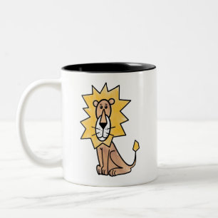 cartoon cute lion kids retro safari jungle animal Two-Tone coffee mug