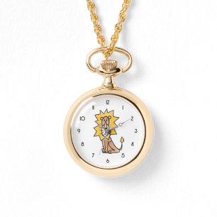 cartoon cute lion kids retro safari jungle animal watch