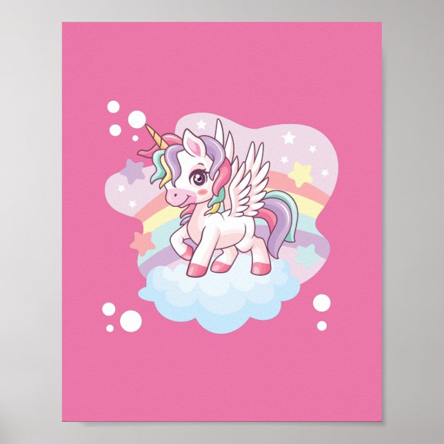 Cartoon cute unicorn. poster (Front)