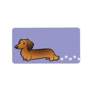 Cartoon Dachshund (longhair) Label