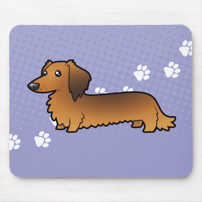 Cartoon Dachshund (longhair) Mouse Pad (Front)