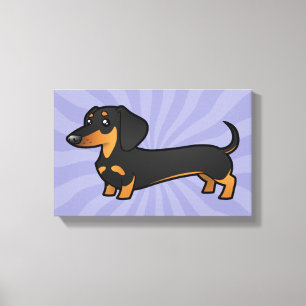 Cartoon Dachshund (smooth coat) Canvas Print