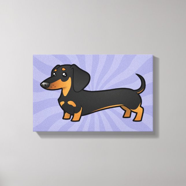 Cartoon Dachshund (smooth coat) Canvas Print (Front)