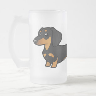 Cartoon Dachshund (smooth coat) Frosted Glass Beer Mug