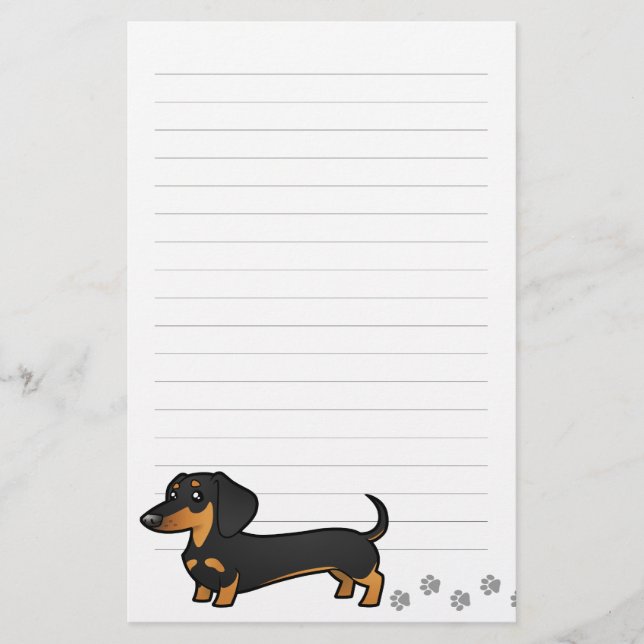Cartoon Dachshund (smooth coat) Stationery (Front)