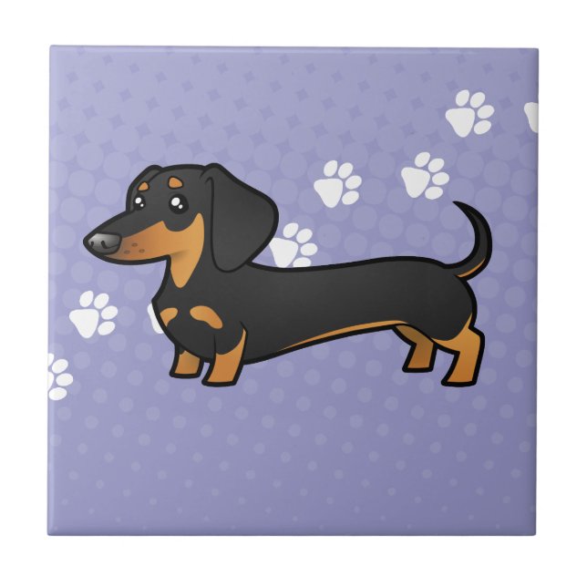 Cartoon Dachshund (smooth coat) Tile (Front)