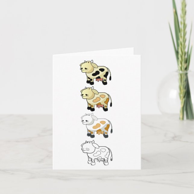 Cartoon Dairy Cow Note Card (Front)